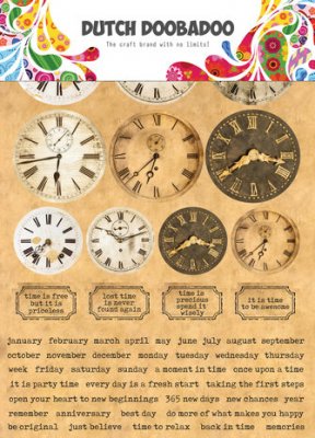 CLOCKS and English words Sticker Art from Dutch Doobadoo A5