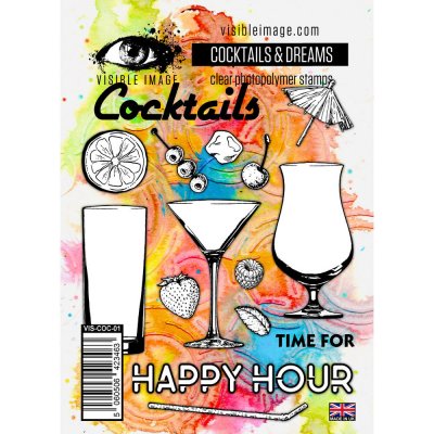 COCKTAILS AND DREAMS clear stamp set - Stämpelset med drink-tema från Visible Image A6
