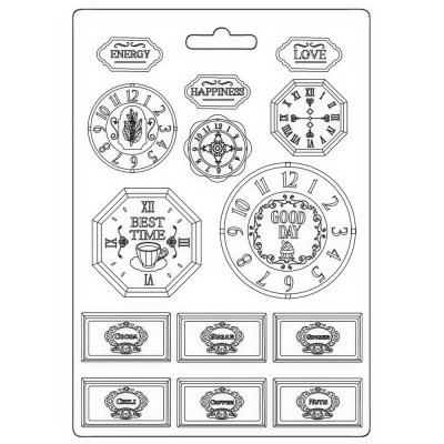 Coffee and Chocolate Soft Mould A4 Clocks - Gjutform med klockor från Stamperia
