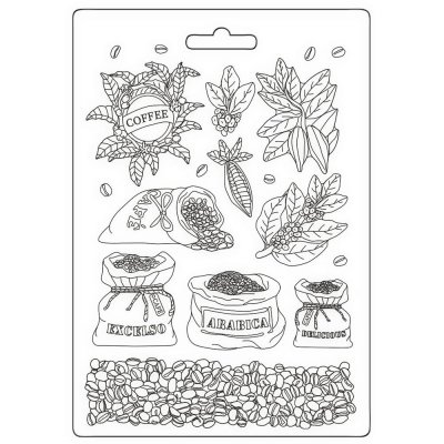 Coffee and Chocolate Soft Mould A5 Coffee - Gjutform med kaffetema från Stamperia