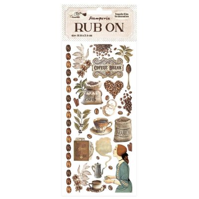 Coffee and Chocolate Rub-On 4x8,5 Inch Coffee - Gnuggisar med kaffetema från Stamperia