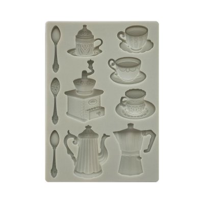 Coffee and Chocolate Silicon Mould A5 Cups - Gjutform med kaffetema från Stamperia