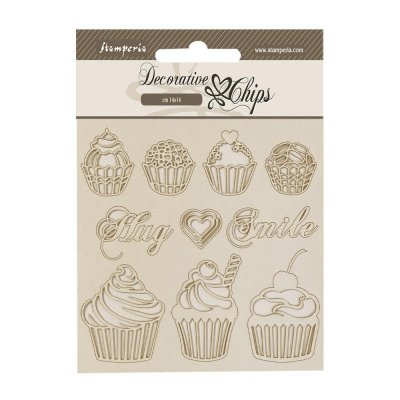 Coffee and Chocolate Decorative Chips Sweety cupcake from Stamperia 14x14 cm