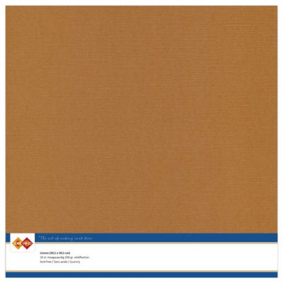 COFFEE BROWN Linen Cardstock 30,5x30,5 cm (10pcs) - Bruna papper från Card Deco