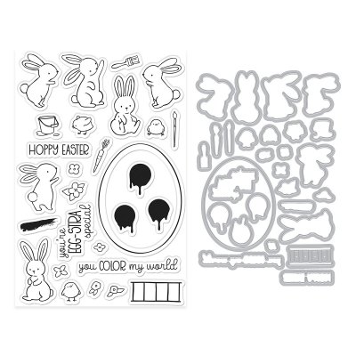 COLOR MY WORLD Eggstra special Easter clear stamp + die set from Hero Arts