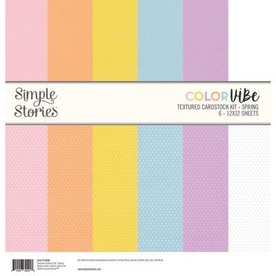 Color Vibe Textured Cardstock 12x12 Inch Spring - Enfärgade papper från Simple Stories 30x30 cm