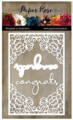 Congrats decorative flower corner frame die set - Stansmallar med ram med blomhörn och ord från Paper Rose Studio 9,8x13,5 cm