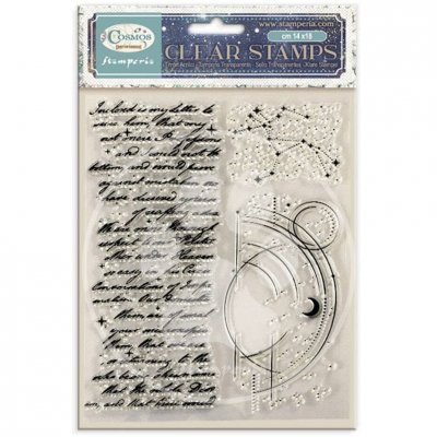 COSMOS CLEAR STAMP SET - Stämplar med rymdentema från Stamperia A5