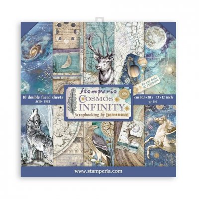 Cosmos Infinity 12x12 Inch Paper Pack - Mönsterpapper med kosmostema från Stamperia 30x30 cm