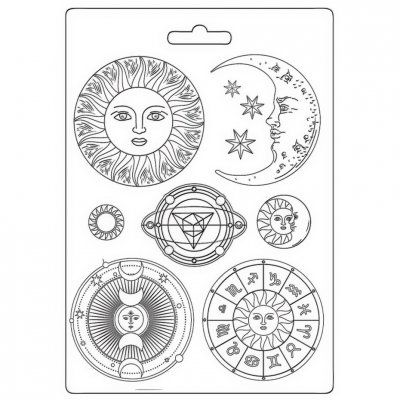 SUN AND MOON Soft Mould A5 Cosmos Infinity - Gjutform med solar och månar från Stamperia
