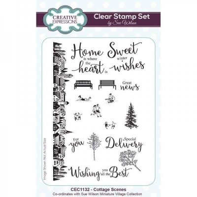 COTTAGE SCENES clear stamp set - Stämplar för att skapa scener från Creative Expressions A6
