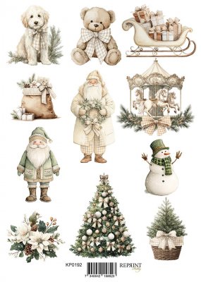 COZY CHRISTMAS die cut sheet - Klippark med jultema från Reprint A4