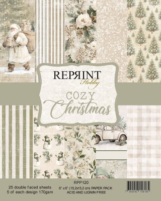 COZY CHRISTMAS paper pad 6x6 - Mönsterpapper med jultema från Reprint 15x15 cm