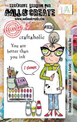 CRAFTAHOLIC DEE woman clear stamp set - Stämpelset med kvinna och pysseltema från Janet Klein AALL & Create A7