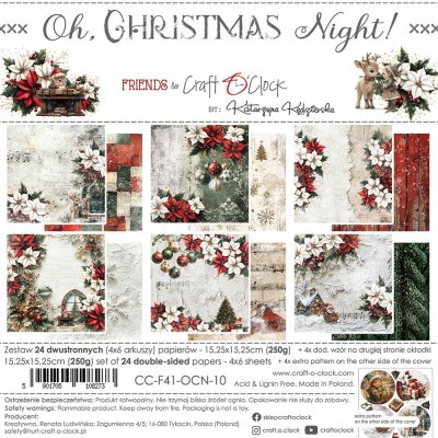 OH CHRISTMAS NIGHT paper pack 6x6 - Juliga mönsterpapper från Craft o'clock 15x15 cm