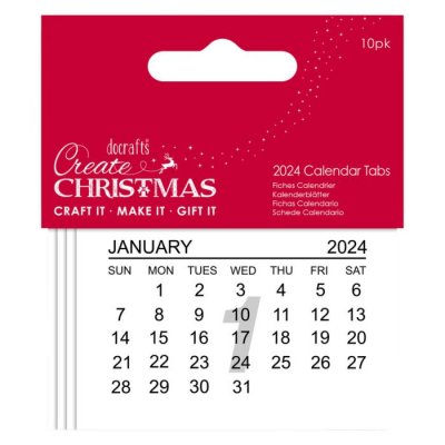 Create Christmas 2024 Calendar Tabs (10pcs) - Kalenderblad från Papermania