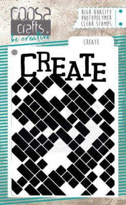 Create domino clear stamp - Bakgrundsstämpel med tomma dominobrickor och ordet create från Coosa Crafts A7