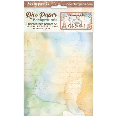 Create Happiness Oh lá lá Rice Paper Backgrounds (8pcs) - Rispapper från Vicky Papaioannou Stamperia A6