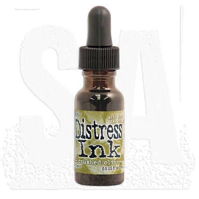 Crushed olive green distress reinker - Grönt påfyllningsbläck från Tim Holtz Ranger ink 14 ml