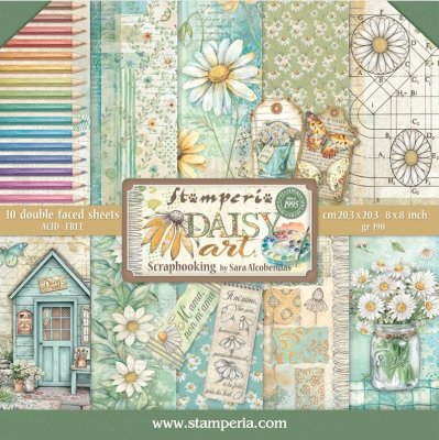 DAISY ART PAPER PACK 8x8 - Mönsterpapper från Stamperia 20x20 cm