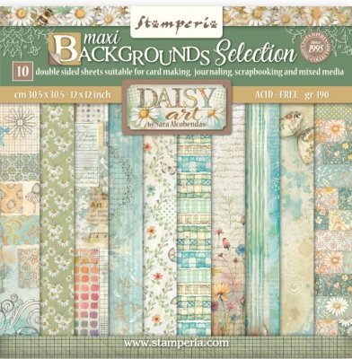 DAISY ART MAXI BACKGROUND SELECTION 12X12 - Bakgrundspapper från Stamperia 30x30 cm