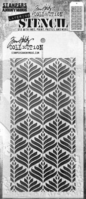 DECO LEAF STENCIL - Schablon från Tim Holtz Stamper's anonymous ca 10x21 cm