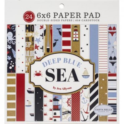 Deep blue sea paper pad 6*6 - Mönsterpapper med havstema från Carta Bella 15*15 cm