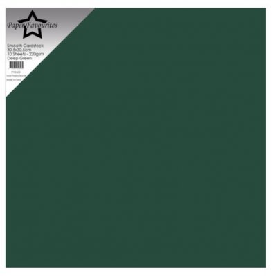 DEEP GREEN smooth cardstock 12x12 - Mörkgröna papper från Paper Favourites 30x30 cm