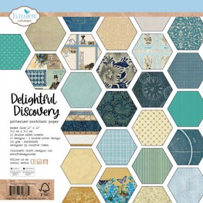 DELIGHTFUL DISCOVERY pattern paper pack 12x12 - Mönsterpapper från Elizabeth Craft Designs 30x30 cm
