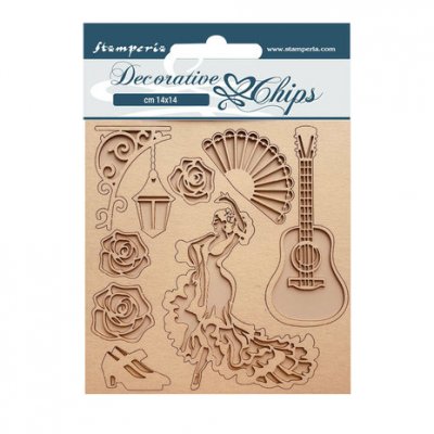 Desire Dancer decorative chips wood veneer - Dekorationer från Stamperia 14x14 cm