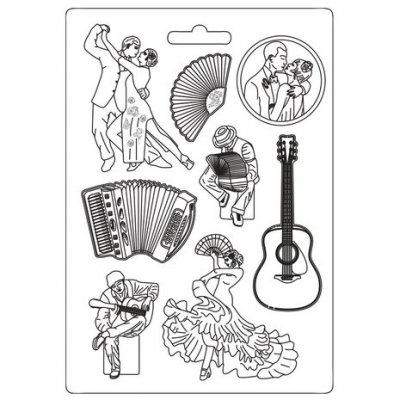 Desire Elements dance soft mould - Gjutform med musik- och danstema från Stamperia A4