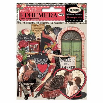 Desire ephemera adhesive paper cutouts - Utstansade dekorationer från Stamperia