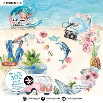 Die Cut Block Take me to the Ocean nr.25 - Utstansade dekorationer med havstema från Studio Light 15x15 cm