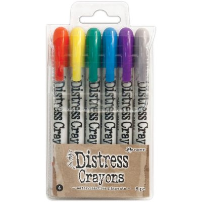 Distress crayons set 4 - Vattenreaktiva kritor från Tim Holtz