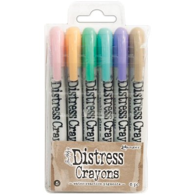 Distress crayons set 5 - Vattenreaktiva kritor från Tim Holtz