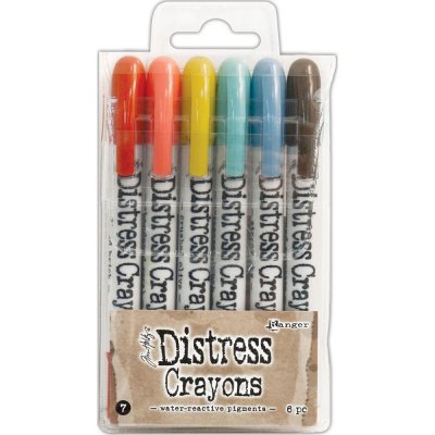 Distress crayons set 7 - Vattenreaktiva kritor från Tim Holtz