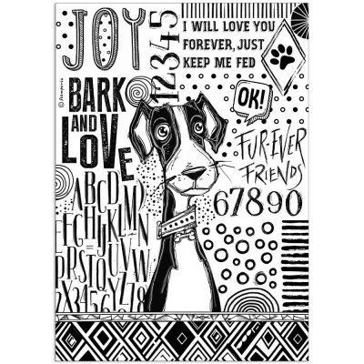 Furry Friends A4 Rice Paper Dog Black and White (6pcs) - Rispapper med hund från Stamperia