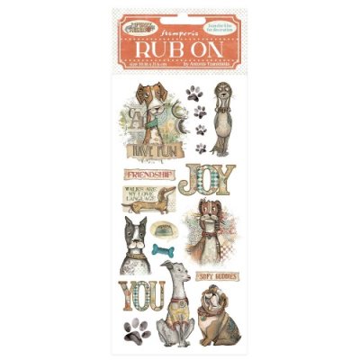DOG furry friends rub-ons - Gnuggisar med hundar från Stamperia