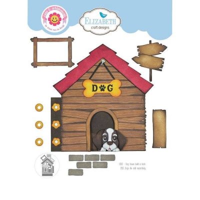 DOG (not included) house build a book die set from Elizabeth craft designs