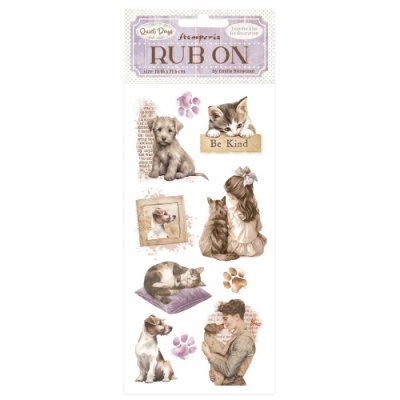DOGS AND CATS QUIET DAYS RUB ONS - Gnuggisar med hundar och katter från Stamperia