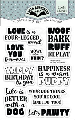 DOG SAYINGS clear stamp set - Stämpelset med engelska hunduttryck från Karen Burniston
