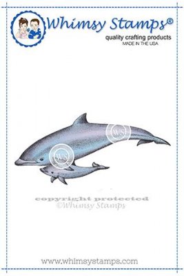 Dolphins rubber stamp - Stämpel med delfiner från Whimsy Stamps ca 10x5 cm