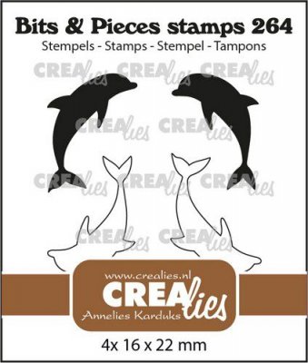 Dolphins clear stamp set - Stämpelset med delfiner från CreaLies 1,6x2,2 cm