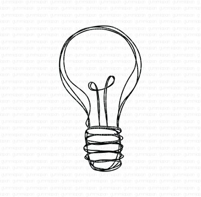 Doodled light bulb rubber stamp from Gummiapan 2,3*4,1 cm