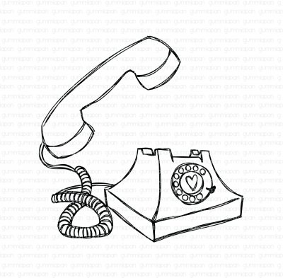 Doodlad telefon - Stämpel från Gummiapan 5,7*5,7 cm