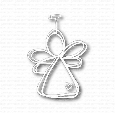 Doodled angel die - Stansmall med doodlad trådängel från Gummiapan 4,8*6,7 cm