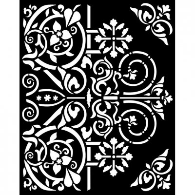 DOOR ORNAMENTS Magic Forest Thick Stencil - Schablon från Stamperia 20x25 cm