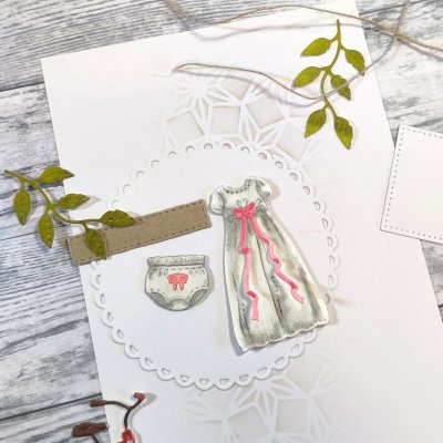 DOPKLÄDER Baby clothes for baptizing die set from Gummiapan ca 29,5x50, 19,5x35, 19x16 mm