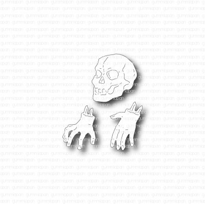 DÖSKALLE OCH HÄNDER halloweenstansmallar från Gummiapan ca 17x18 mm, 12x17 mm och 12x18 mm