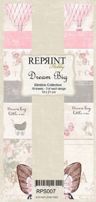 Dream Big Slimline Paper Pack - Avlånga mönsterpapper från Reprint 10x21 cm